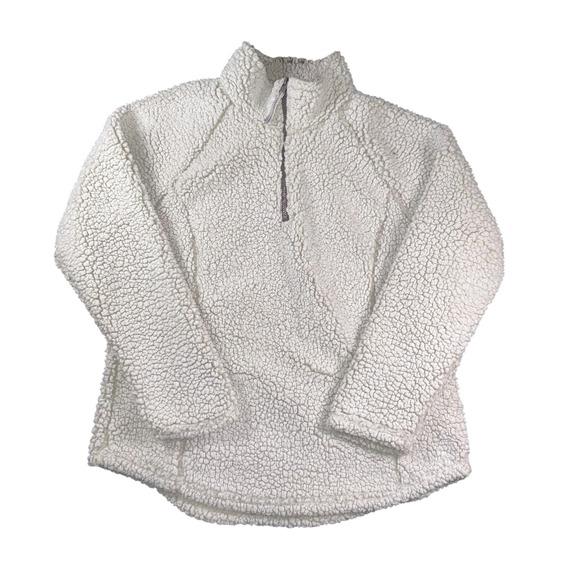Sherpani Sweaters - Cozy Sherpa Pullover Womens XL White Fleece Jacket Half Zip Fuzzy Soft Warm Top
